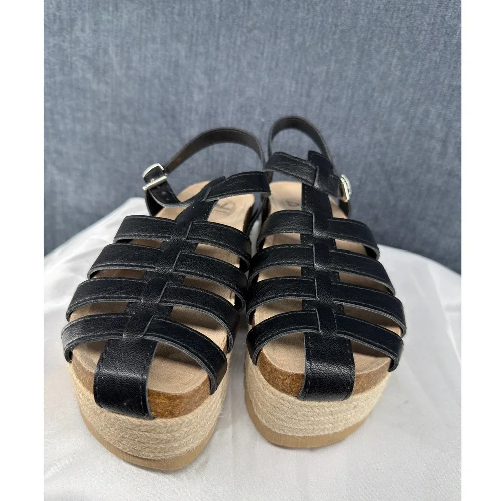 Dirty Laundry Fisherman Sandals Womens 8 Black Faux Leather Platform Espadrille